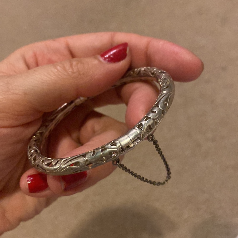 Silver carved bracelet